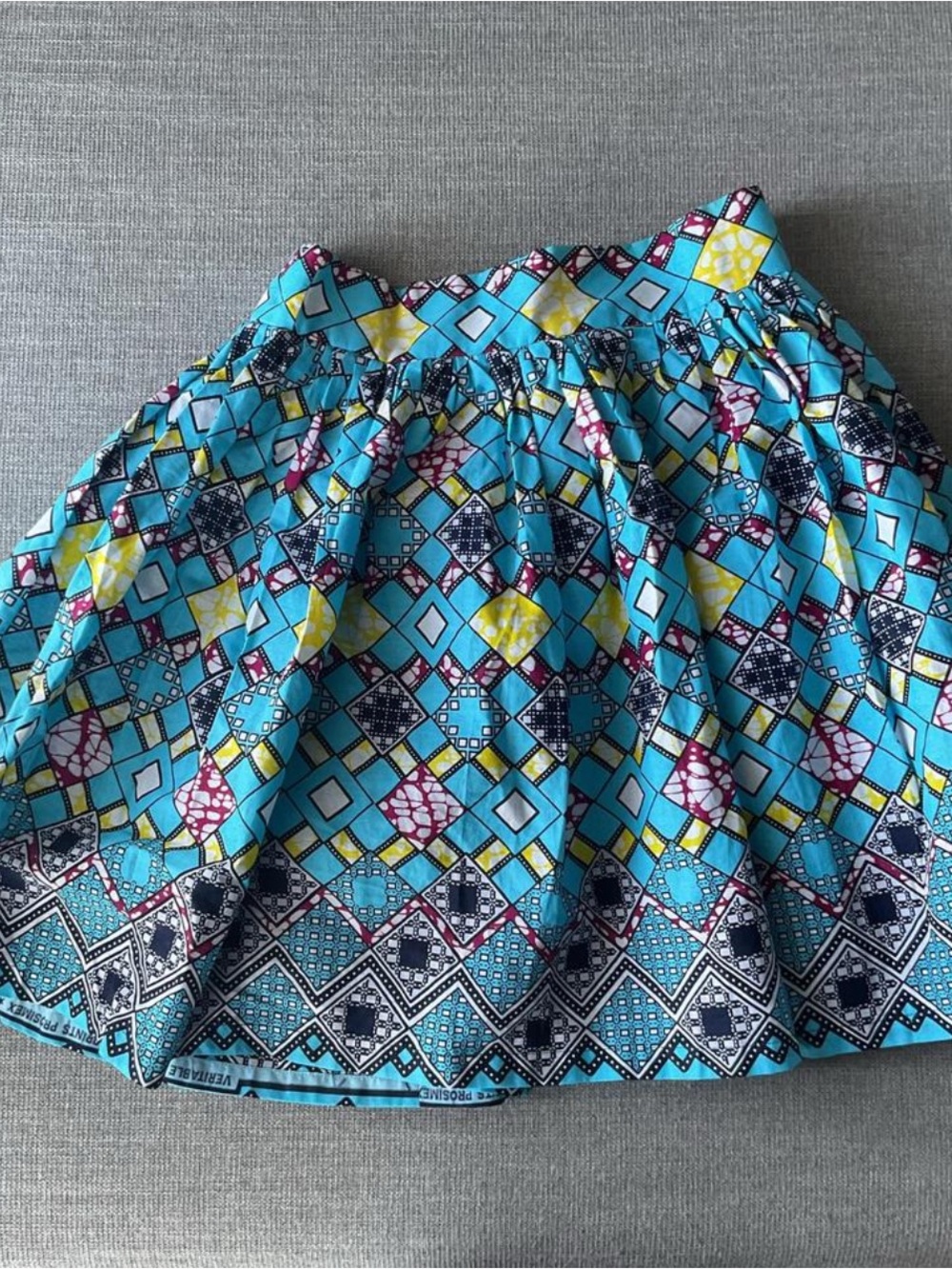 Blue Patterned African Print A-Line Ankara Women’s Skirt - Size Small